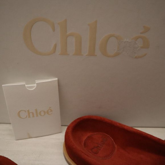 Chloé Womens Sz 37W US 7 Terracotta Red Kacey Braided Leather Slide Sandals - Picture 3 of 11